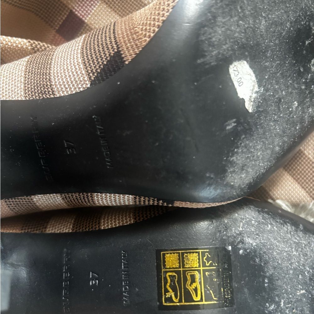 Burberry nova check calf High Boots logo heels leg warmer Sock striped shoes - Picture 3 of 8